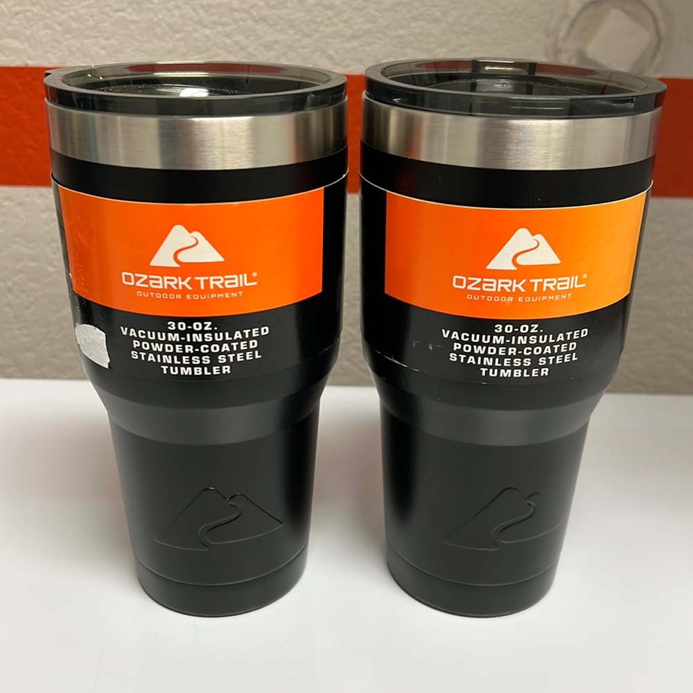 Lot of 2 OzarkTrail Stainless Steel in Black Tumblers 30oz